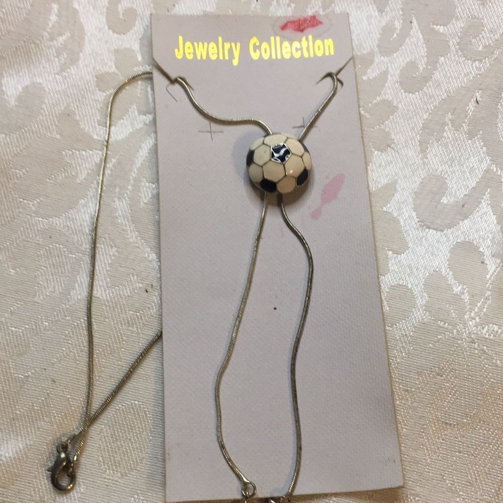 Vintage 90’s Soccer Ball Bolo Style Necklace